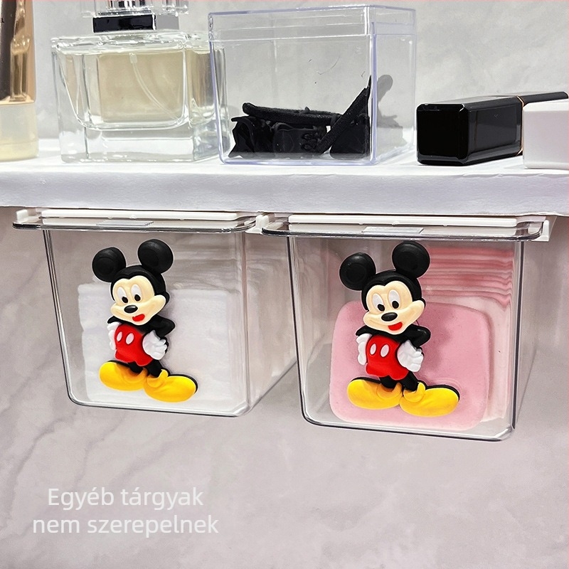 Tükör alatti fiókos tároló – aranyos karikatúra fürdőszobai rendező, műanyag, porvédett