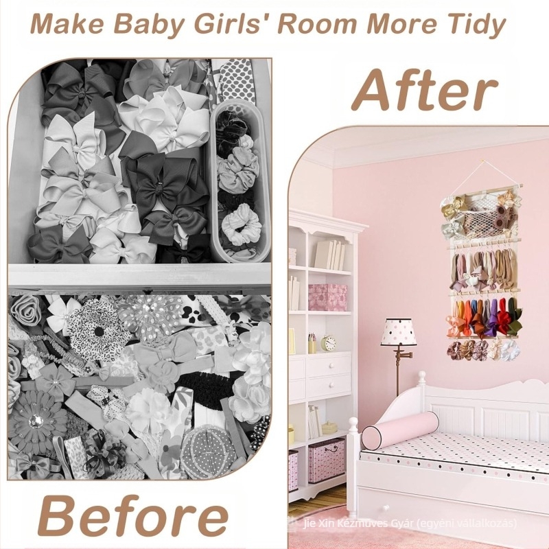 Fejpánt tartó – fa/bambusz anyag, falra szerelhető szívó rögzítés, egyszerű és modern stílus, a hajkiegészítők nappaliban történő tárolására, 2025-ben debütál