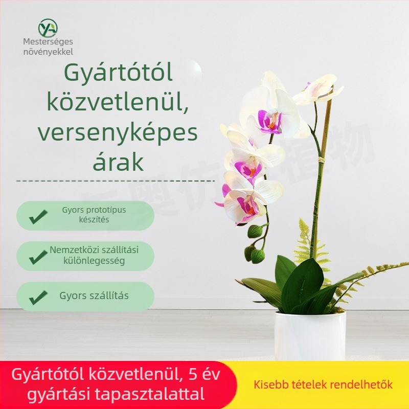 Phalaenopsis művirág puha PVC-ből, 3D-s hatású, dekoratív cserepes növény a nappaliba, esküvőkre és fotózásra