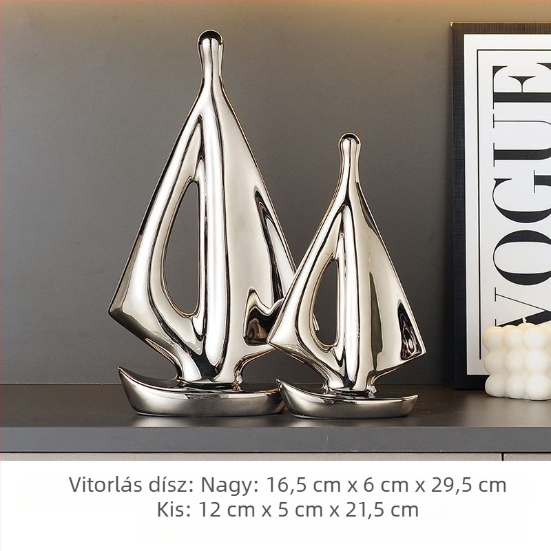 Kerámiából készült vitorlás dísz, egyszerű és modern stílus, elektroplakált bevonattal, születésnapra ajándék egy osztálytársnak