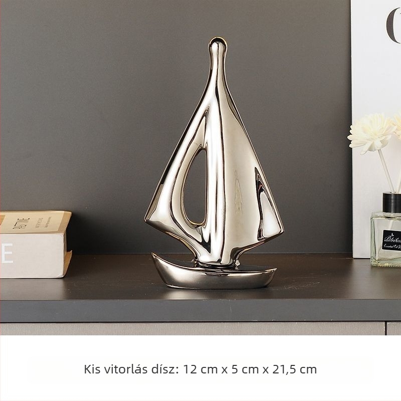 Kerámiából készült vitorlás dísz, egyszerű és modern stílus, elektroplakált bevonattal, születésnapra ajándék egy osztálytársnak