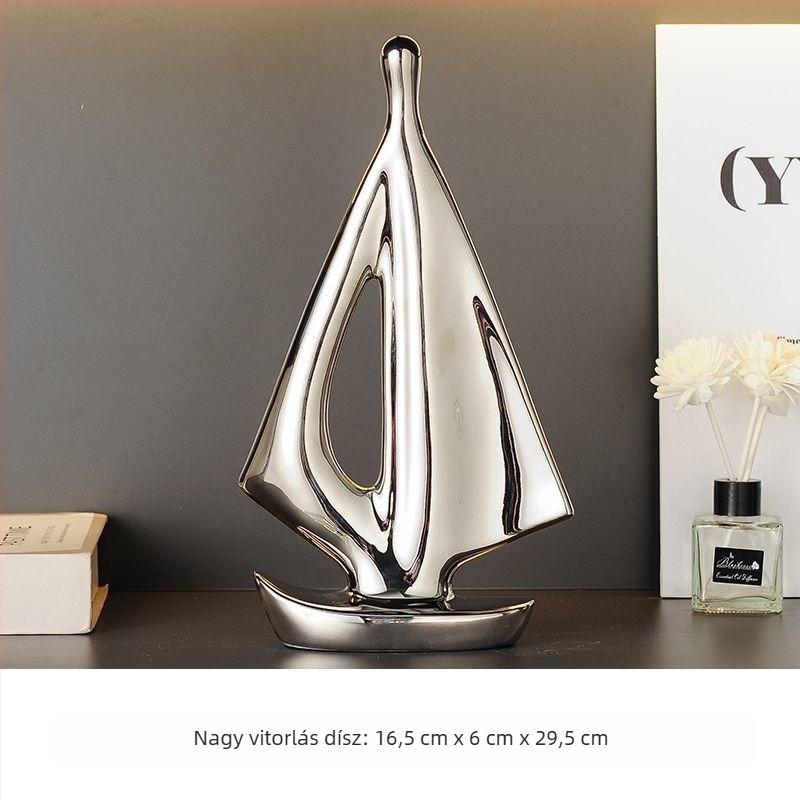 Kerámiából készült vitorlás dísz, egyszerű és modern stílus, elektroplakált bevonattal, születésnapra ajándék egy osztálytársnak