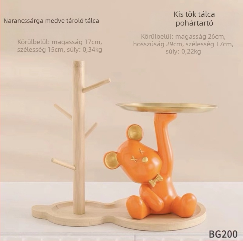 Medve témájú műgyanta asztali tál-dísz, nappaliba és tároláshoz