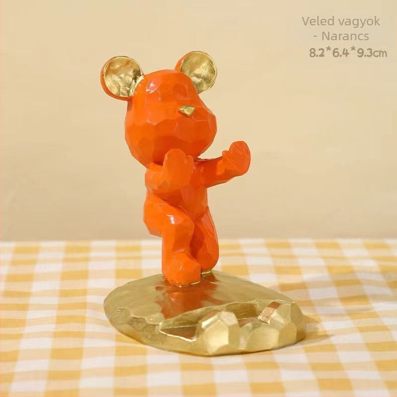 Medve témájú műgyanta asztali tál-dísz, nappaliba és tároláshoz