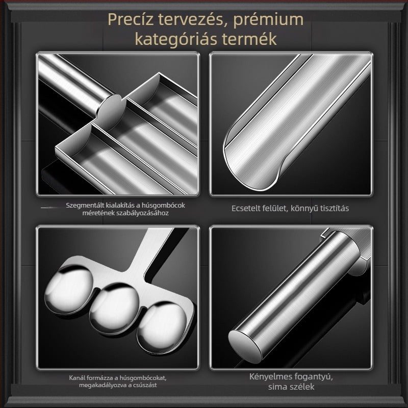 Wogang 3 részes, 304 rozsdamentes acélból készült húsgombóc-készítő készlet otthoni használatra; formák halgombóchoz, garnéla-gombóchoz és rizsgombócokhoz; modern, minimalist design; piacra került 2023-ban