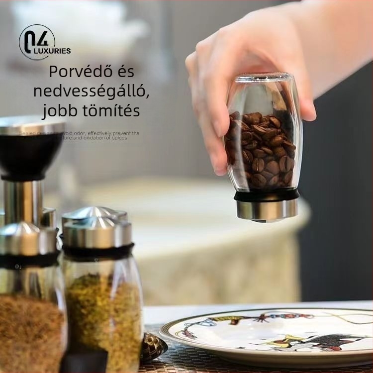 Üveg fűszertartó készlet – zárt, nedvességálló tartályok szilárd fűszerekhez (grillezés) – Chang Yang Glass