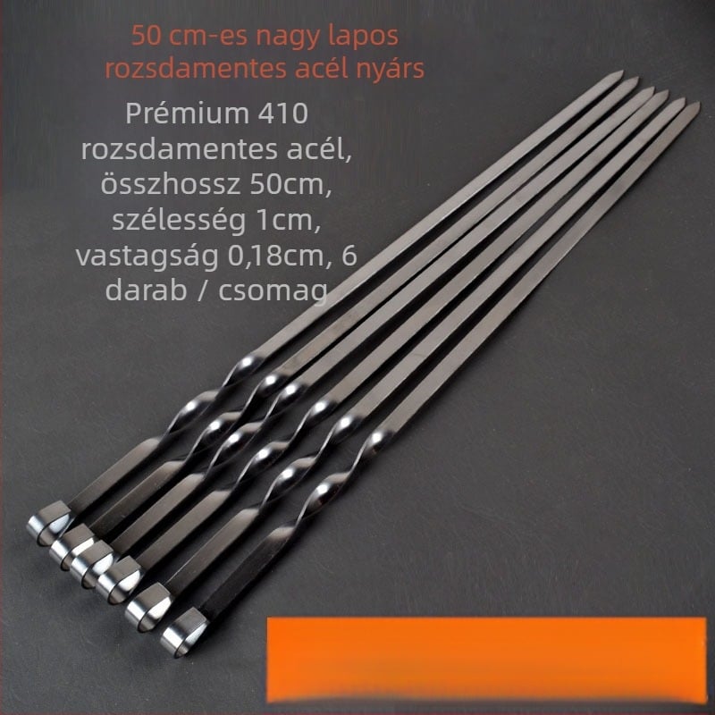 Beetle rozsdamentes acél grillnyársak, szabálytalan forma, 50 darab