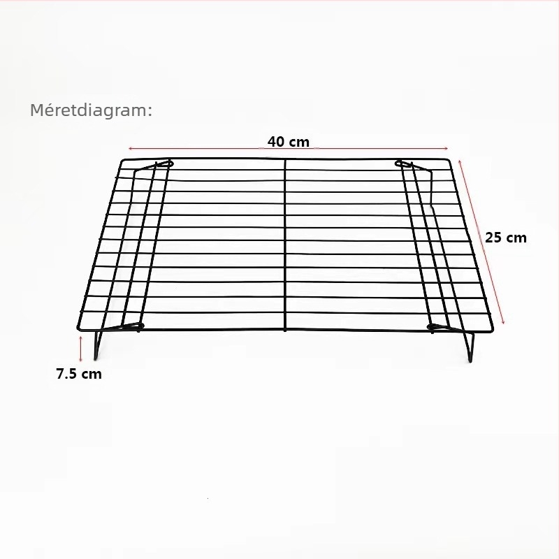Háromszintes összecsukható sütőrács a sütemények és kenyér hűtéséhez; tapadásmentes rács