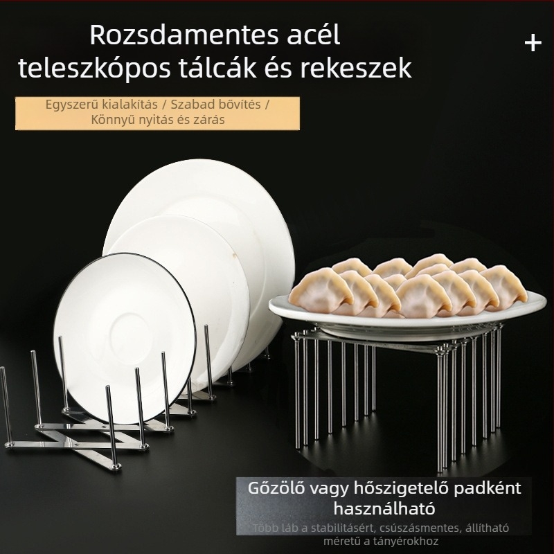 Rozsdamentes acél teleszkópos állítható edényállvány – összecsukható, többfunkciós