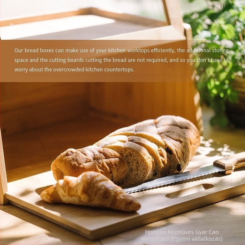 Fából készült kenyértartó doboz kreatív stílussal, porálló tárolás, Hong Ao márka, logónyomás és testreszabás elérhető