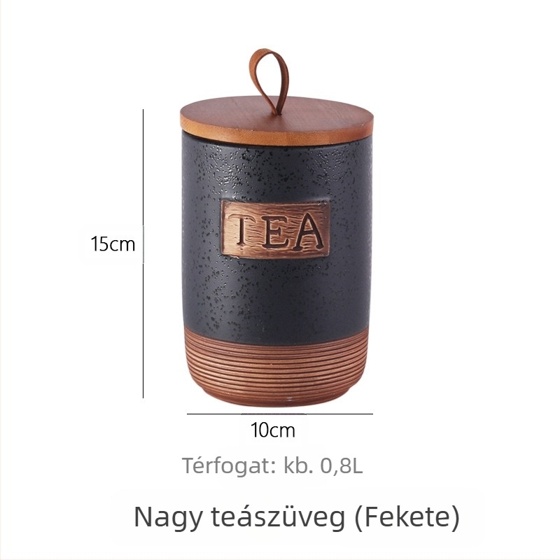 Kerámiából készült kávébab tároló zárható, nedvesség- és porálló, 800–1000 ml kapacitás, élelmiszer-minőség, kör alak, testreszabható