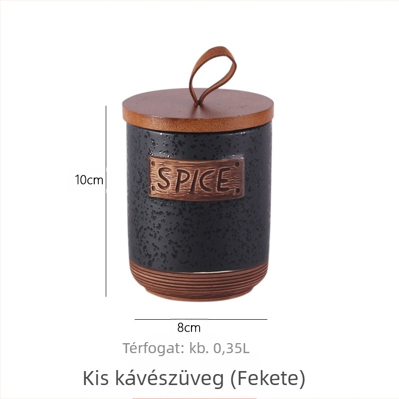 Kerámiából készült kávébab tároló zárható, nedvesség- és porálló, 800–1000 ml kapacitás, élelmiszer-minőség, kör alak, testreszabható