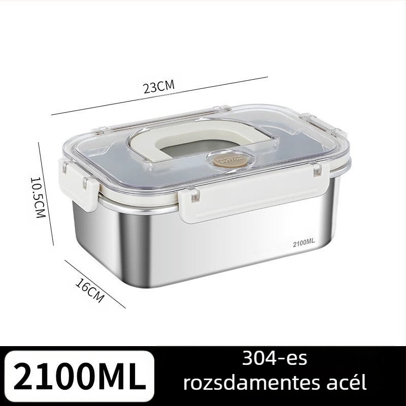 Hosszúkás téglalapú 316 rozsdamentes acél ebédes doboz, élelmiszer-minőségű, zárható fedővel, hordozható, 800–1000 ml