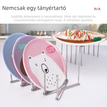 Rozsdamentes acél serpenyő- és fedőállvány — összecsukható, többfunkciós, mozgatható, telepítés nélküli, konyha és étterem számára