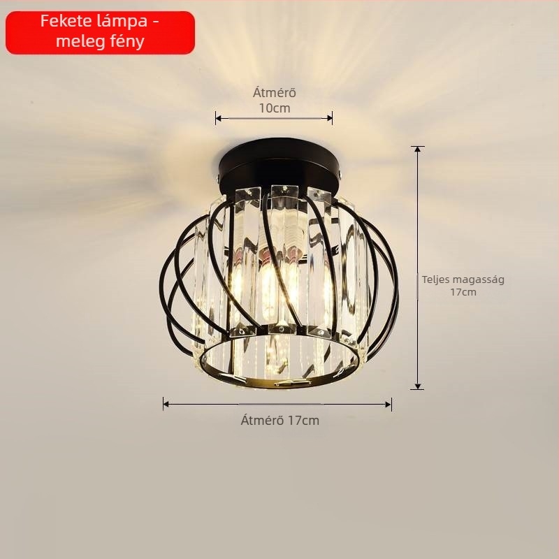 Kristály függőlámpa, többfejű, LED világítás, állítható magasság, vas árnyékoló, alkalmas előszobába és erkélyre, európai stílus, 5–10 m² megvilágítás