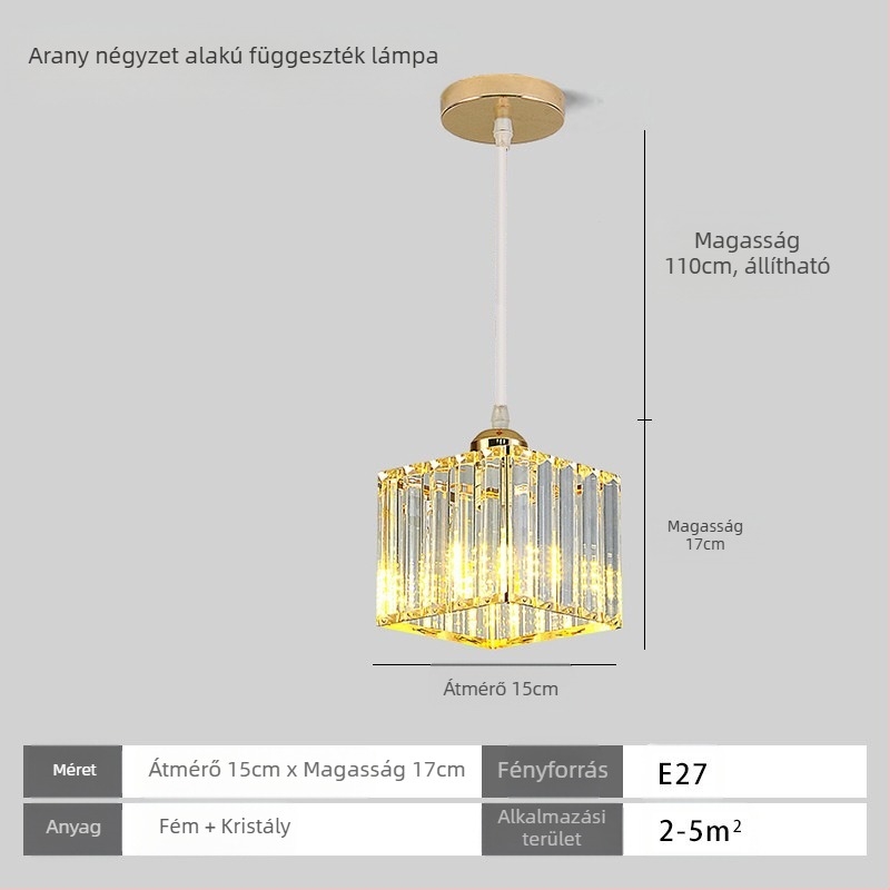 Kristály függőlámpa, többfejű, LED világítás, állítható magasság, vas árnyékoló, alkalmas előszobába és erkélyre, európai stílus, 5–10 m² megvilágítás