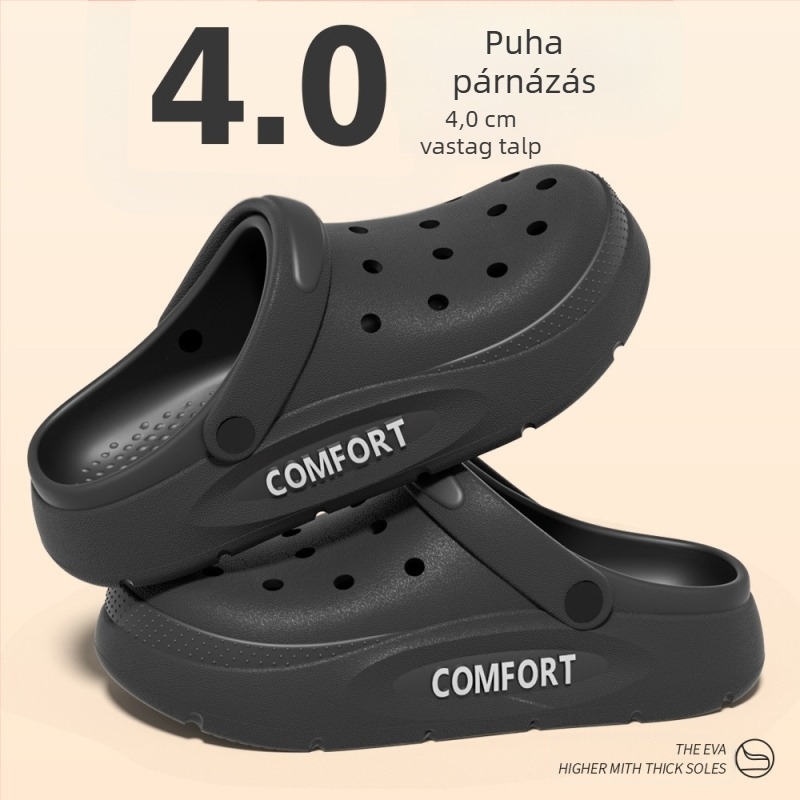 Uniszex EVA papucs klog stílusban, 4 cm vastag talppal, légáteresztő, csúszásmentes, EVA felső és talp