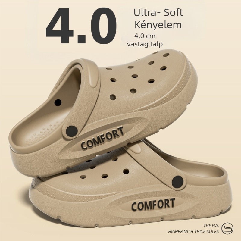 Uniszex EVA papucs klog stílusban, 4 cm vastag talppal, légáteresztő, csúszásmentes, EVA felső és talp