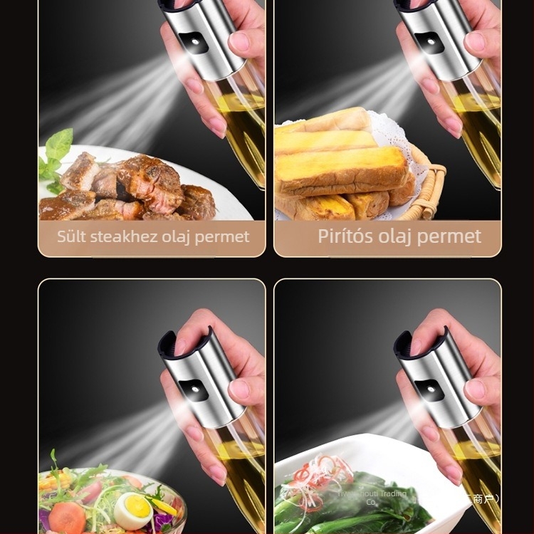 Olajspray-palack, nyomásos üveg, étolajokhoz, automatikus nyitás-zárás