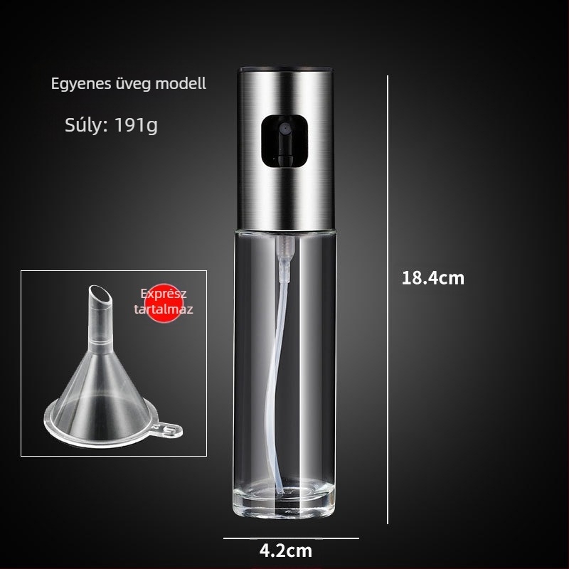 Olajspray-palack, nyomásos üveg, étolajokhoz, automatikus nyitás-zárás