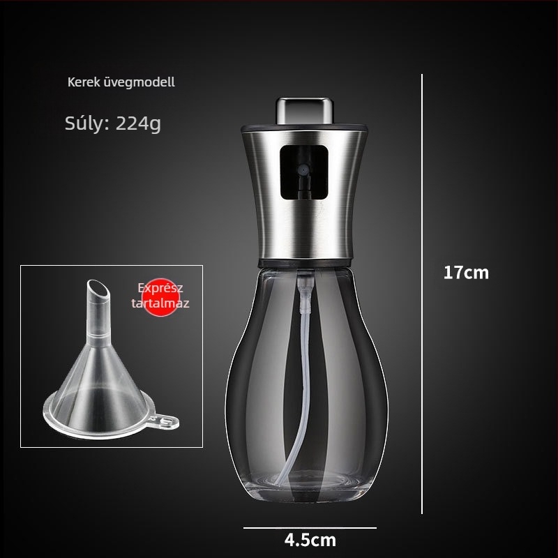 Olajspray-palack, nyomásos üveg, étolajokhoz, automatikus nyitás-zárás