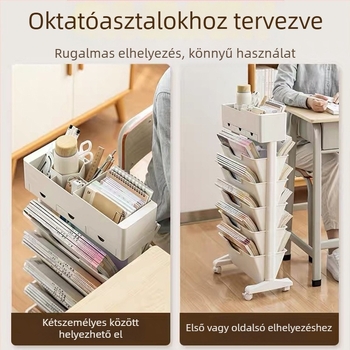 Mozgatható asztal melletti könyvespolc — műanyag, 5 kg, Modell Desk storage, 1 db