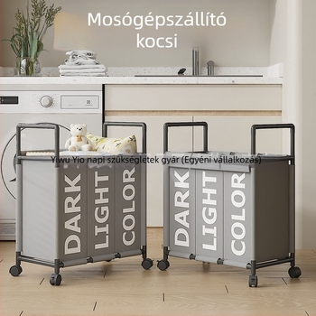 3 rekeszes ruhaszennyes kosár nem szőtt anyagból, fedéllel, levehető tároló kosár fürdőszobához