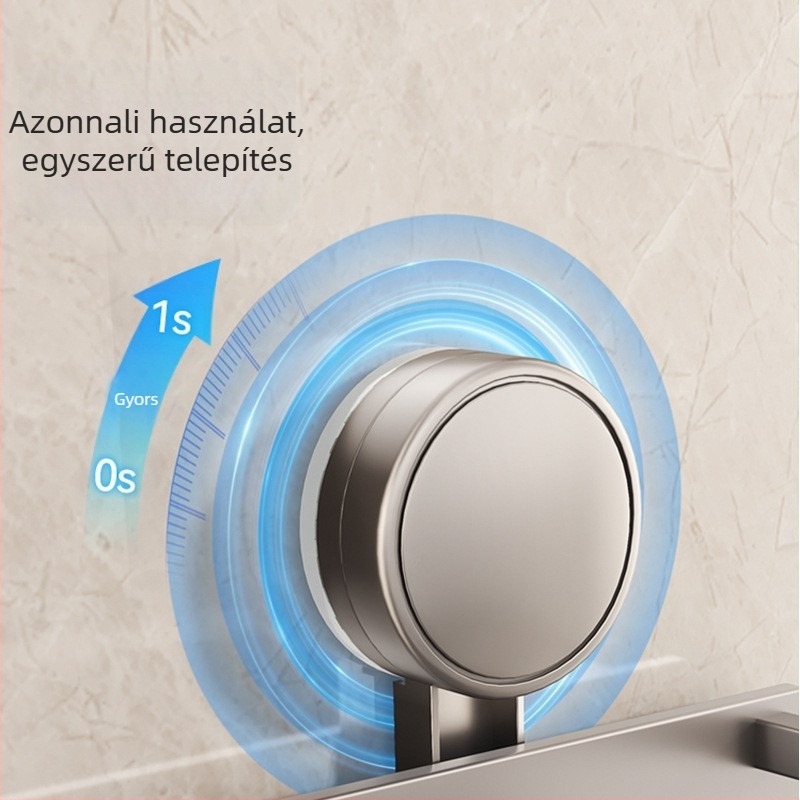 Fali szerelésű fürdőszobai tárolópolc vákuumos rögzítéssel, alumínium ötvözet, modell 229, teherbírás 10 kg, Zhejiang eredetű