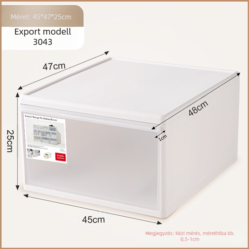 Matt felületű fiókos tároló fehérnemű és zokni számára, 20–30 L, PP műanyag, porálló, modellek 3021–3024