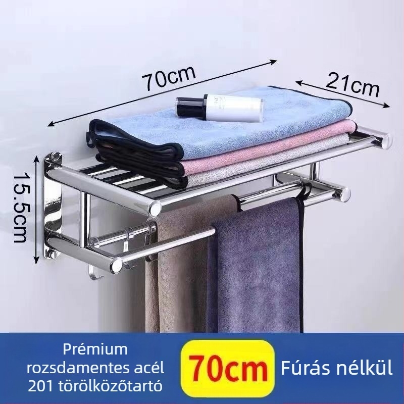 Fali törölközőtartó, fúrás nélkül, 304 rozsdamentes acélból, modern stílus, Guangkai