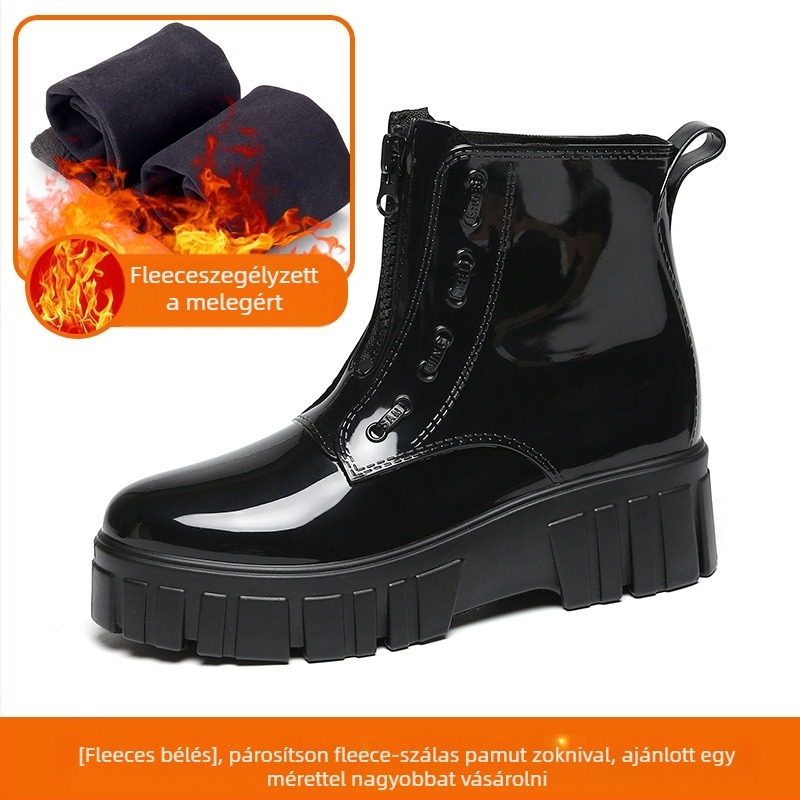 Női esőcsizma középmagas, vastag talpú, PVC felsőrész, középtok 3–5 cm, egyszínű, tavasztól télig