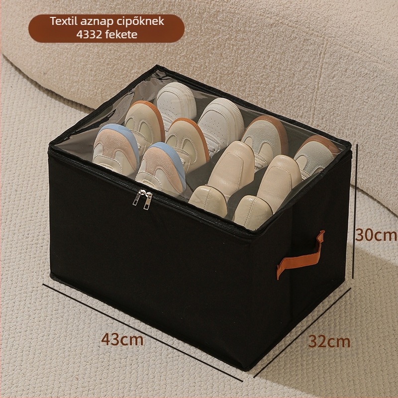 Fedeles cipősdoboz Oxford anyagból + PP lemez, összecsukható, osztókkal, 18L kapacitás