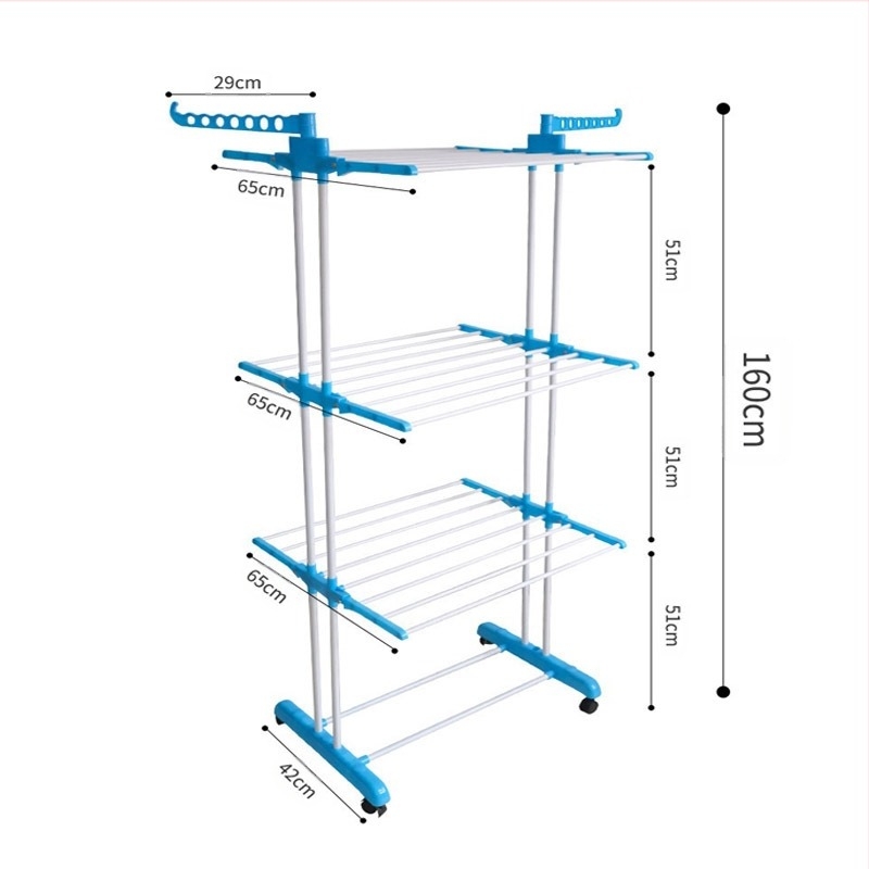 Összecsukható álló ruhaszárító állvány több szinttel – levehető, anyaga: fém, műanyag és PP