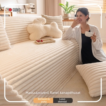 Krém színű flanel kanapéhuzat három személyes kanapéhoz, minimalist stílus