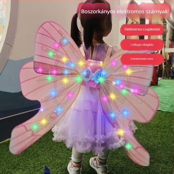 Világító elektromos szárnyak zenével 4-6 éves gyerekeknek, uniszex