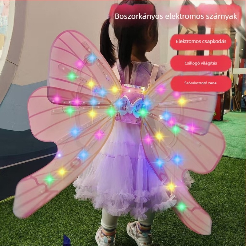 Világító elektromos szárnyak zenével 4-6 éves gyerekeknek, uniszex