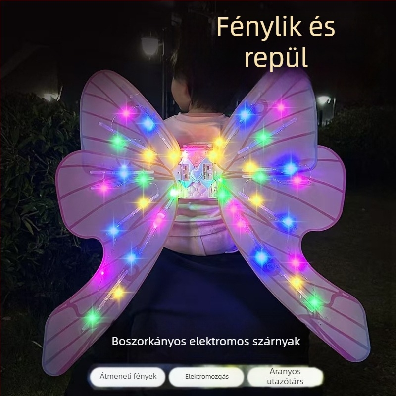 Világító elektromos szárnyak zenével 4-6 éves gyerekeknek, uniszex