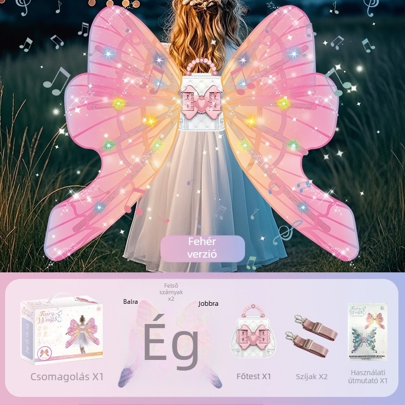 Világító elektromos szárnyak zenével 4-6 éves gyerekeknek, uniszex