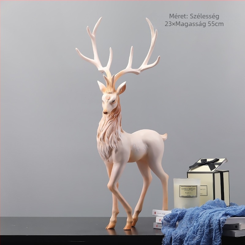 Gyantából készült jávorszarvas figura bejárathoz, modern minimalist dekoráció, ideális ajándék barát számára új otthonhoz