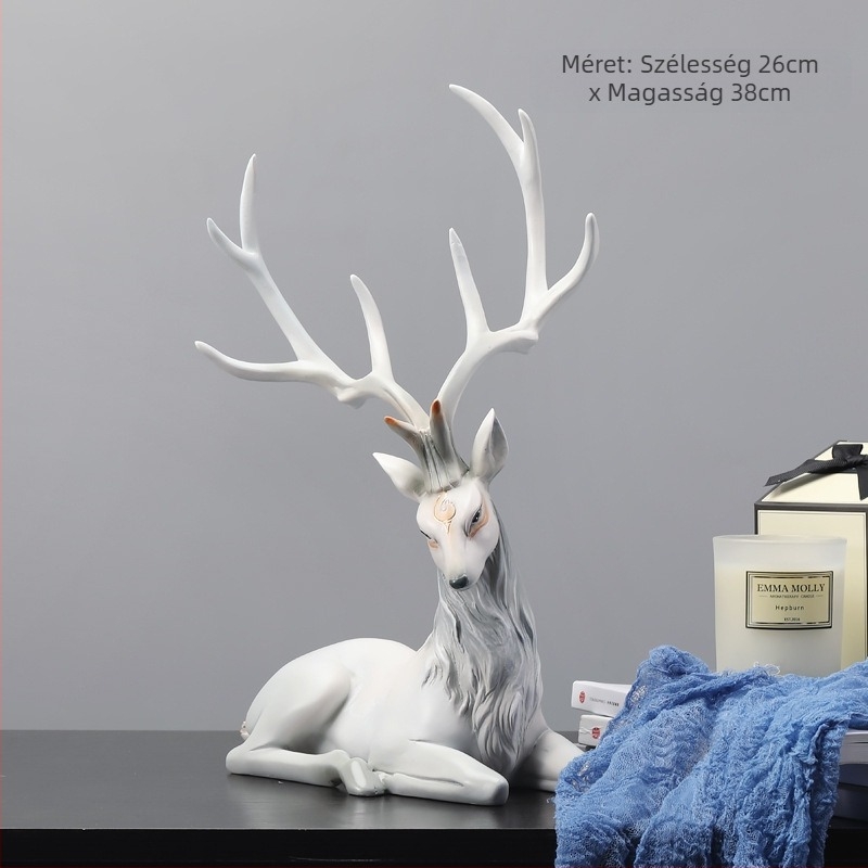 Gyantából készült jávorszarvas figura bejárathoz, modern minimalist dekoráció, ideális ajándék barát számára új otthonhoz