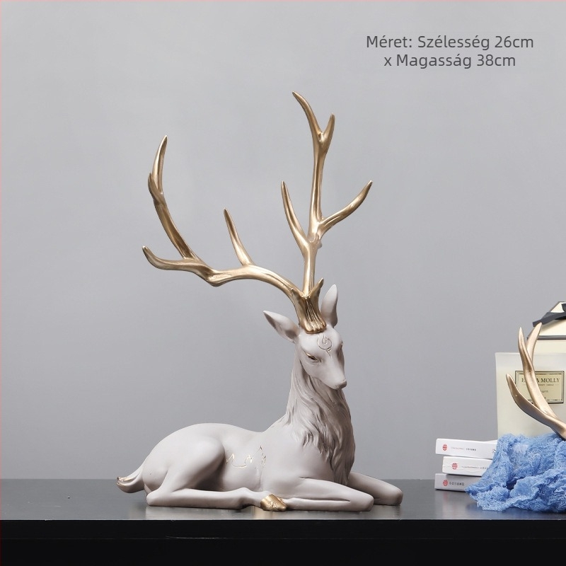 Gyantából készült jávorszarvas figura bejárathoz, modern minimalist dekoráció, ideális ajándék barát számára új otthonhoz
