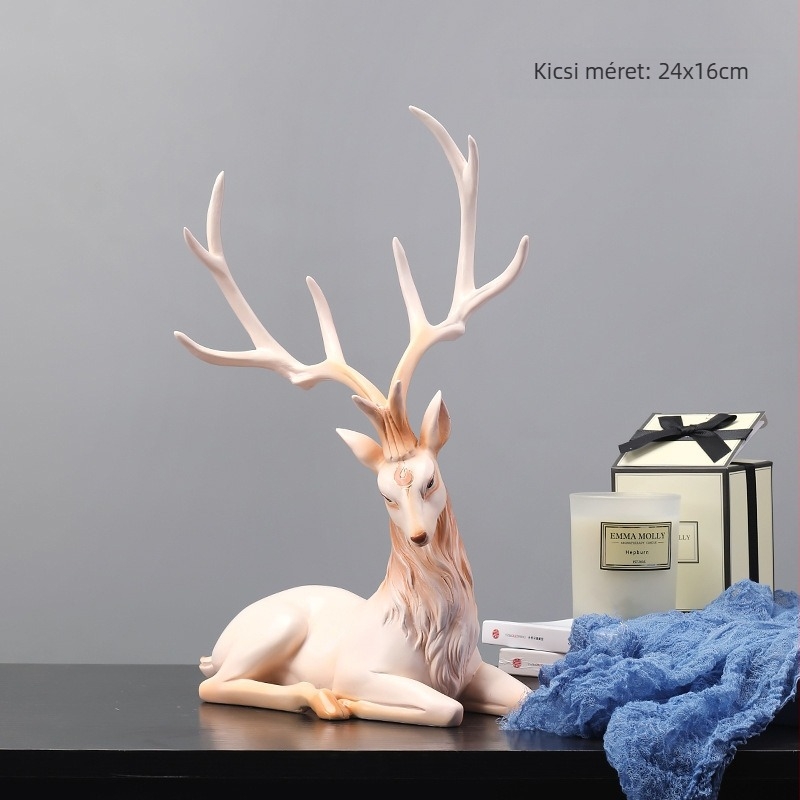 Gyantából készült jávorszarvas figura bejárathoz, modern minimalist dekoráció, ideális ajándék barát számára új otthonhoz