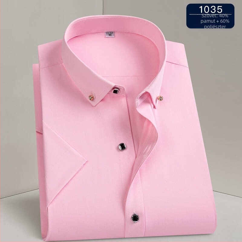 Férfi ing – üzleti stílus, négyszögletes gallér, hosszú ujjú, poliészter-keverék anyag, gépi mosás, gyűrődésálló