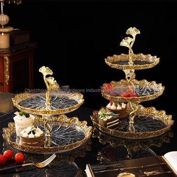 Műanyag gyümölcs- és desszerttál aranyozott felülettel, könnyed luxus stílus, minőségi termék, nem importált