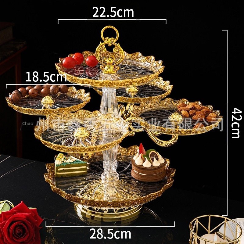 Műanyag gyümölcs- és desszerttál aranyozott felülettel, könnyed luxus stílus, minőségi termék, nem importált