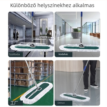 Por toló felmosó, pamut fej, rozsdamentes acél nyél, 145 cm hosszú nyél, 500–800 g tömeg