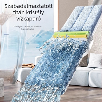 Lapos felmosó mikroszálas fejjel, rozsdamentes acél nyéllel, 90–100% kinyomás, súly alatt 3 kg, kézi mosás nélküli kialakítás