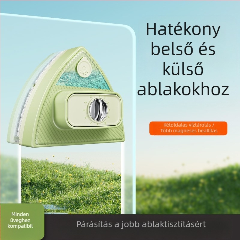 Kétoldalas mágneses üvegtisztító víztartállyal, állítható műanyag ház, otthoni használatra