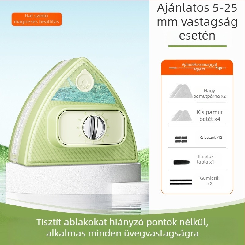 Kétoldalas mágneses üvegtisztító víztartállyal, állítható műanyag ház, otthoni használatra