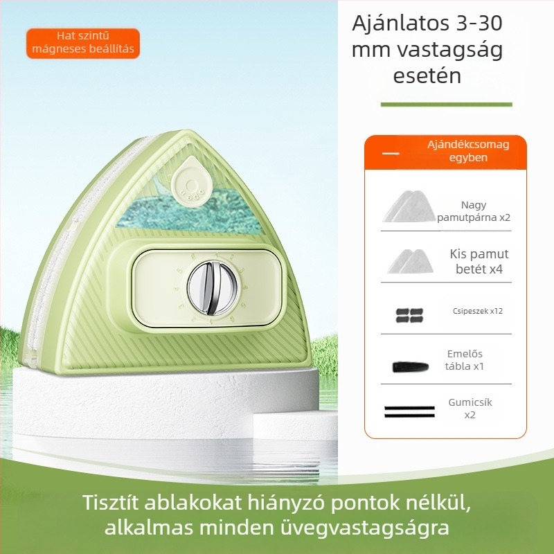 Kétoldalas mágneses üvegtisztító víztartállyal, állítható műanyag ház, otthoni használatra